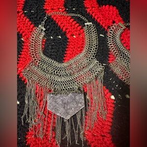 Amethyst cluster bib necklace